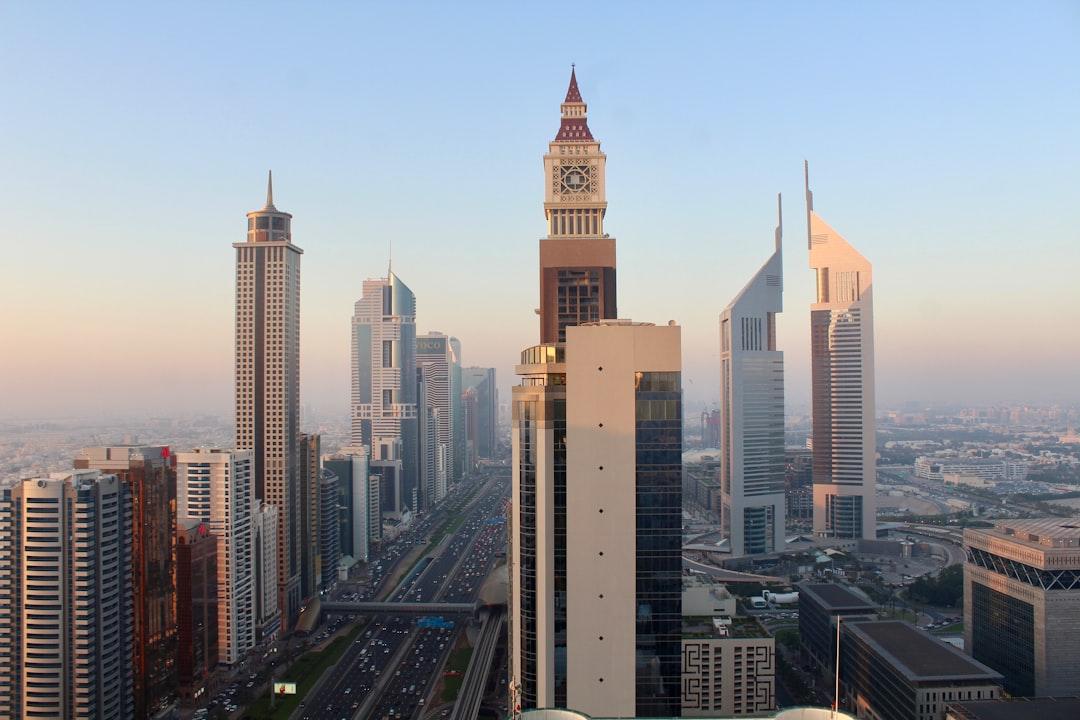 Scene from Gevora Hotel, 79th floor. It was taken during golden hour in Dubai, UAE. 
