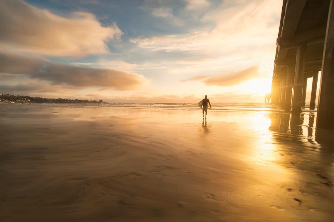 san diego surfer sunset