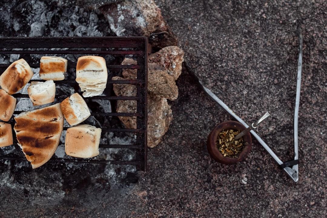 grilled bread on black grill